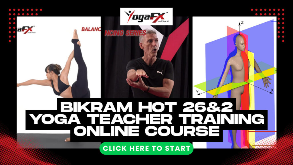 Online hot yoga certification course materials for home study, part of a 200-hour Yoga Alliance teacher training